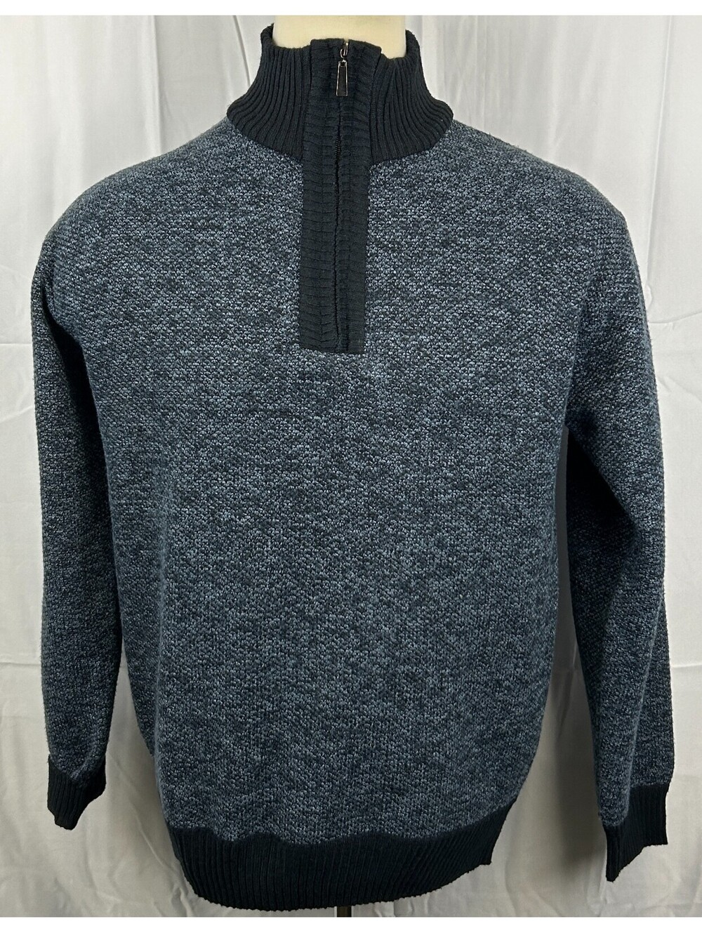 Billy London Men's XXL Blue Quarter Zip Fleece Lined Sweater